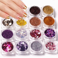 1 x Brand New GZMAYUEN Glitter Powder for Nails, 16 Colors Holographic Nail Glitter Flakes Sequins Nail Art Sequins Nail Decoration - RRP €18.0