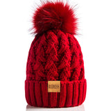 4 x Brand New REDESS Women Winter Pompom Beanie Hat Fleece Lined Warm Hats, Thick Casual Snow Knit Hat for Ladies - RRP €68.56