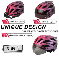 1 x RAW Customer Returns JEPOZRA Bicycle Helmet Men Women Road Bike Helmets with Removable Visor Magnetic Goggles Cycling Helmet Adjustable Safety Breathable Ski Helmets Adult Bicycle Helmets Pink  - RRP €33.99