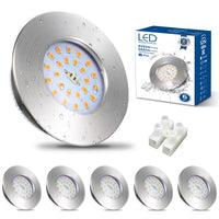 1 x RAW Customer Returns HiBay 6 Recessed LED Spotlights for Plasterboard 7W 850LM, 3000K Warm White, Hole 60-68mm, 220V Recessed LED Spotlights for Bathroom, IP44, for Kitchen, Outdoor - RRP €37.99