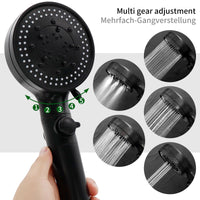 11 x Brand New Fanmitrk shower head with 1.5M hose, high pressure hand shower, water-saving shower head with filter water stop function, 5 jet types black  - RRP €264.0