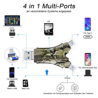 1 x RAW Customer Returns SD Card Reader for iPhone i-Pad Android Mac Computer Camera, 4 in 1 Micro SD Reader Trail Camera Viewer, Micro SD Adapter Compatible with SD and TF Cards - RRP €19.82