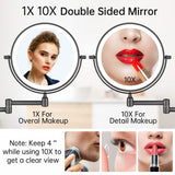 1 x RAW Customer Returns FUNTOUCH USB Rechargeable Cosmetic Mirror with 1X 10X Magnification LED Lighting, Dimmable Shaving Mirror 3 Colors, Touchscreen Makeup Mirror, 360 Rotatable, Wall Mirror for Bathroom and Hotel - RRP €43.87