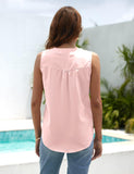 1 x Brand New MAVIS LAVEN Women Summer Tank Tops Chiffon Shirts V Neck Sleeveless Tops Button Blouses Pink Large - RRP €27.6