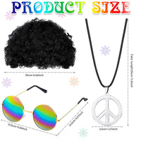 1 x Brand New Hippie Wig Costume Accessories, Hippie Costume Set with Afro Wig Sunglasses Peace Sign Necklace Fake Mustaches for Men Women Carnival Party 60s 70s - RRP €19.2