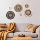 1 x RAW Customer Returns LELE LIFE Jute Boho Wall Decor Set of 6, Flat Round Macrame Boho Wall Hanging, Mandala Wall Art for Bohemian Farmhouse Rustic Bedroom Living Room Wall Decoration - RRP €22.99