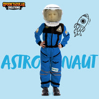 1 x RAW Customer Returns Spooktacular Creations Blue Astronaut Costume with Helmet for Kids, Space Suit, Space Jumpsuit, Halloween Astronaut NASA Costume for Boys Girls Pretend Role Play Dress Up L 10-12 yr  - RRP €46.22