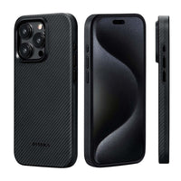 1 x RAW Customer Returns pitaka Case for iPhone 15 Pro Magnetic Protective Case with Full Protection Compatible with Magsafe Thin Case Scratch-Resistant and Shockproof Made of 600D Aramid Fiber TPU MagEZ Case Pro 4 Black Gray - RRP €80.66