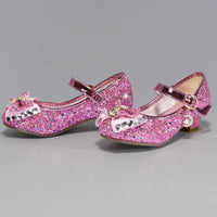 1 x RAW Customer Returns TRIWORIAE-Princess Shoes Girls Glitter Shoes Children s Heeled Shoes Girls Sequins Princess Cosplay Shoes Parties Weddings Velcro Sandals Elegant Girls Shoes with Heel Pink 27 - RRP €25.99