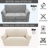 1 x RAW Customer Returns Sofa cover 2 seater, elastic sofa cover couch cover, 1 piece universal sofa protector, living room polyester elastane fabric sofa cover, non-slip washable sofa cover 2 seater, T1 beige  - RRP €29.99