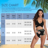 1 x Brand New Silkglory Women s Bikinis, Cross Front Halter Ruched Sexy 2 Piece Flat Belly Swimsuit, Push Up Bikini High Waist Floral Tummy Trimmers Swimsuit Women 2023 Black Biquini - M - RRP €30.24