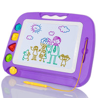 1 x RAW Customer Returns SGILE Large Magnetic Painting Board Magic Board, 42x32cm Drawing Board Magic Painting Board with 4 Shape Stamps for Children from 3 Years Gift, Purple - RRP €22.99