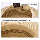 1 x Brand New Comhats Straw Trilby Hat for Men and Women - Summer Hat with UV Protection - Fedora Style - Natural Straw Hat - Beach Hat for Men - Unisex Summer Hat White XXL - RRP €27.22