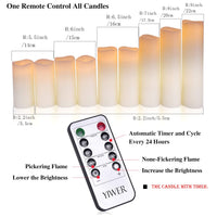 1 x RAW Customer Returns YIWER LED Candles Set of 9 Flameless Candles Battery Operated Candles D5.5cmxH 14 15 16 17.5 20 22cm Real Wax Pillar Candles Flickering with Remote Control and Timer Control Ivory, 9x1 - RRP €28.42