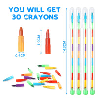 2 x RAW Customer Returns Vicloon Stackable Rainbow Pencils, 30 PCS Stacking Colored Pencils, 11 Colors Coloring Crayons for Kids, Building Crayons, Colored Crayons Toy for Family Gatherings, Party - RRP €19.48