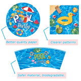 2 x Brand New SUNSK Party Tableware Set Swimming Pool Party Party Tableware Set Birthday Tableware Kit Swim Ring Beach Paper Cups Paper Plates Napkins Party Accessories Paper Plate Set for Hawaii Party 40 Pieces - RRP €40.8