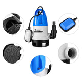 1 x RAW Customer Returns DEKO Portable Submersible Pump 400W 8000L H Clean Dirty Water Pump Pool Garden Bath Pond Drain with Float Switch and 10m Long Cable Blue - RRP €44.26