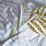 1 x RAW Customer Returns Nayoroom Bedding Leaves 140x200 Grey Gold Tropical Palm Leaves Pattern Duvet Cover with Zipper Soft Non-Iron Microfiber White Grey Bedding Set and Pillowcase 70x90 cm - RRP €27.22