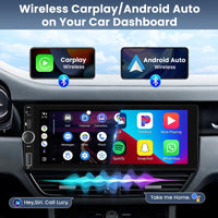 1 x RAW Customer Returns Hikity 1 Din Car Radio with Wireless CarPlay Android Auto Radio with 6.9 Inch Touchscreen Auto Stereo Bluetooth Support DVR FM RDS EQ Rear View Camera - RRP €99.99