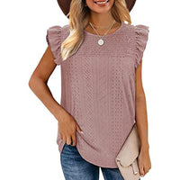 1 x Brand New Women s T-Shirt Ruffle Sleeve Hollow Out Tunic Blouse Tops Summer Shirts XXL  - RRP €21.6