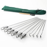 16 x Brand New Sunnecko grill skewers made of stainless steel, grill skewers made of stainless steel, long 8 pieces 43 cm and 4 pieces 36 cm, grill skewer set with baking brush and storage bag for garden camping BBQ - RRP €285.44