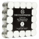 1 x RAW Customer Returns Deco Express tea lights multipack of 200, 100, 50 or 24 pieces - 10, 8 or 4 hours burning time - colorful white tea lights without scent white, 50 8 hours  - RRP €14.94