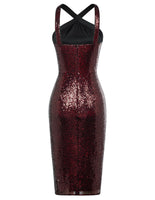 3 x Brand New Belle Poque women s sequin dress halter neck glitter sheath dress bodycon festive evening dress sleeveless party dress wedding wine red XL - RRP €112.35