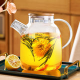 1 x RAW Customer Returns Glass teapot, 1.8 L glass teapot with wooden lid, teapot with strainer insert, teapot with removable filter, modern and elegant teapot design, glass teapot for tea, flower tea and juice - RRP €18.14