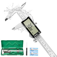 1 x RAW Customer Returns Raynesys 8 inch digital caliper, stainless steel digital caliper with 3 size modes from mm inch fractional measuring tools for household and industrial measurement caliper with 2 spare batteries, silver - RRP €40.33