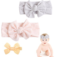 1 x Brand New Baby Girl Nylon Headbands,Baby Headband,Handmade Hairband with Bows,Bows Children s Hair Accessories,Elastic Headband,5.5 Inch,Suitable for Babies 2 Pack White Pink ,1pc Bow Tie Hair Clip - RRP €18.0