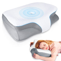 1 x Brand New SAHEYER Memory Foam Pillow Neck Pillow, Orthopedic Pillow, Ergonomic Side Sleeper Pillow Neck Support Pillow for Side, Back Stomach Sleepers - RRP €40.33