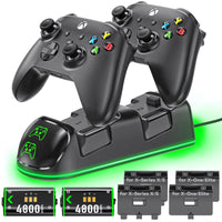 1 x RAW Customer Returns Xbox Controller Charging Station with 2X 4800mWh 2X 2000mAh Rechargeable Battery for Xbox One Xbox Series X S Elite, Xbox One Controller Charging Station with Xbox battery for Xbox Series One Controller - RRP €26.99