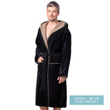 1 x RAW Customer Returns Twinzen Men s Bathrobe Terry Cloth Black - Cotton Velvet - Dressing Gown Men s Cotton Velor Bathrobe Men s Cotton OekoTex Extra Soft Size M - RRP €49.99