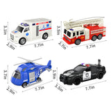 4 x Brand New Rescue Vehicle Playset, 4 Pack 1 20 Ambulance Toys, Fire Truck, Ambulance, Play Police Car and Toy Helicopter, Kids Toys for Boys 2 3 4 5 6 Years Old ift - RRP €156.24