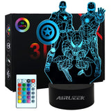 2 x RAW Customer Returns AIRUEEK 3D Night Light, Gifts for Men, Father s Day Gift, Superhero Toys for Boys 16 Colors Dimmable with Touch Party Christmas Birthday Favors Gift for Kids Boys - RRP €32.88