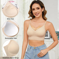 1 x RAW Customer Returns PASUDA Low Back Bra for Women Seamless Backless Bra Ladies Wire Free V Neck Invisible Bralette Comfort Soft Wire Free Bra Underwear Removable Straps Nude, M  - RRP €30.99