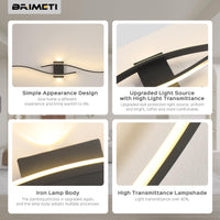 2 x RAW Customer Returns BRIMETI Wall Lamp 100cm Long Interior Wall Light 21W 220-240V Modern Aluminum 1500lm Dimmable Three Colors Up Down Wall Lamp, for Living Room, Bedroom, Corridors Black  - RRP €141.62