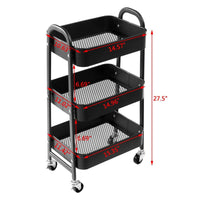 1 x RAW Customer Returns DOEWORKS Storage Cart 3-Tier Metal Utility Cart Rolling Cart Organizer Cart with Wheels for Kitchen Makeup Bathroom Office, Black - RRP €47.26