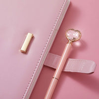 1 x RAW Customer Returns Heart-shaped lock diary with key and heart diamond pen, PU leather cover, A5, diary, secret notebook, gift for women and girls pink  - RRP €17.14