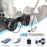 1 x RAW Customer Returns Punasi Car Fan, Portable USB Fan, Double Head Car Fan Blower with 3 Speeds 360 Rotation, Clip Fan for Vehicles such as Sedan, SUV, RV - RRP €23.54