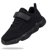 1 x RAW Customer Returns Shoful children s shoes, boys sports shoes, children s girls running shoes, non-slip, lightweight indoor shoes, Velcro fastener, trainers, mesh, breathable trainers, all black, 37 EU - RRP €30.99