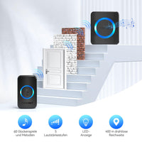 1 x RAW Customer Returns Wireless Doorbells, TeckNet Portable Wireless Doorbell, 60 Ring Tones, LED Indicators, 400M Long Operating Distance, 5 Selectable Volumes 1xTransmitter and 2x Receiver  - RRP €24.16