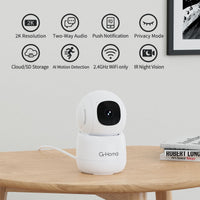 2 x RAW Customer Returns G-Homa 2K Indoor Surveillance Camera, 360 Degree WiFi Camera Indoor Surveillance with Motion Detection, IR Night Vision, 2-Way Audio, Baby Monitor Compatible with Alexa, Pet Camera with APP - RRP €41.98