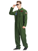 1 x RAW Customer Returns IKALI Men s Pilot Costume, Adult Aviator Costume Air Force Fancy Dress Up Outfit for Carnival Christmas Mardi Gras Party Khaki-Green XXL - RRP €32.99