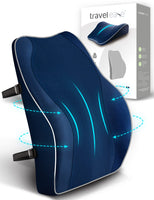 1 x RAW Customer Returns Travel Ease ergonomic back cushion made of memory foam, lumbar cushion for office chair, car seat, wheelchair, with anti-static, skin-friendly cover and for a comfortable sitting posture dark blue  - RRP €39.99