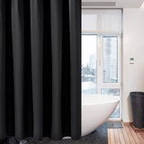 1 x RAW Customer Returns Waffle shower curtain with metal shower curtain rings fabric textile bathtub curtain anti-mold bathroom curtain set waterproof bathtub curtain heavy shower curtain bathroom - 182 x 214cm black  - RRP €30.99