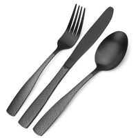 1 x RAW Customer Returns Cutlery Set, Bettlife 16 Piece Stainless Steel Dinnerware Set, Knife and Fork Set, Service for 4, Unique Pattern Design, Dishwasher Safe, Easy to Clean Black Diamond - RRP €20.4