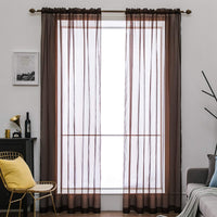 1 x RAW Customer Returns MIULEE Set of 2 Voile Curtains Transparent Curtain Made of Voile Polyester Rod Pocket Transparent Living Room Airy Decorative Curtain for Bedroom Coffee 55 Wx96 L, Rod Pocket - RRP €20.99