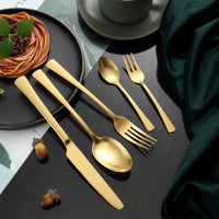 1 x RAW Customer Returns Funnydin 30 Piece Cutlery Set for 6 People, Premium Stainless Steel Cutlery Set with Fork, Knife, Spoon, Dishwasher Safe, Unique and Elegant Gold Look - RRP €29.03