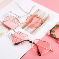 10 x Brand New HIFOT 2 Pieces Hippie Glasses Retro Round Glasses Heart Shaped Glasses Set for 60s 70s Costume Accessories Vintage Sunglasses with 2 Pieces Cleaning Cloth, Rose Gold Frame Pink - RRP €85.6